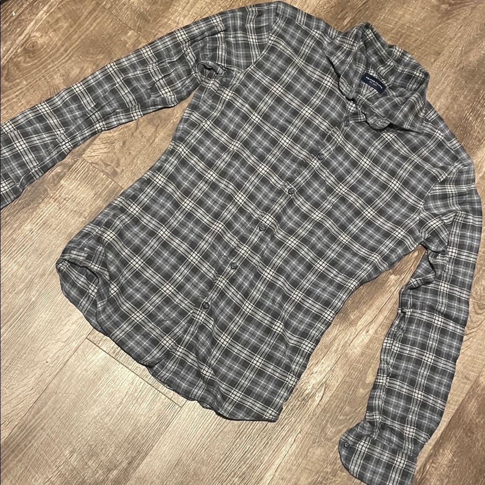 Plaid Button Down Shirt - Gray